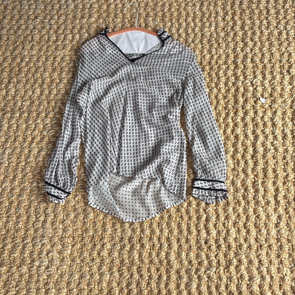 J. Crew Sheer Black and White Patterned Blouse - Size Small